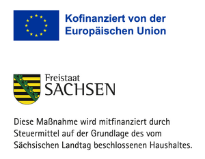 Kombination der Logos vom Freistaat Sachsen und der EU